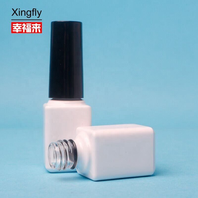 Bouteille de vernis à ongles transparente de 6 ml Bouteille de gel de vernis à ongles carré avec bouchon en plastique et pinceau