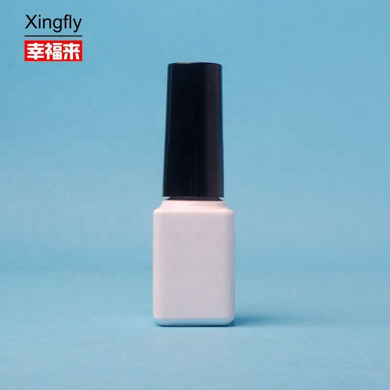 Bouteille de vernis à ongles transparente de 6 ml Bouteille de gel de vernis à ongles carré avec bouchon en plastique et pinceau
