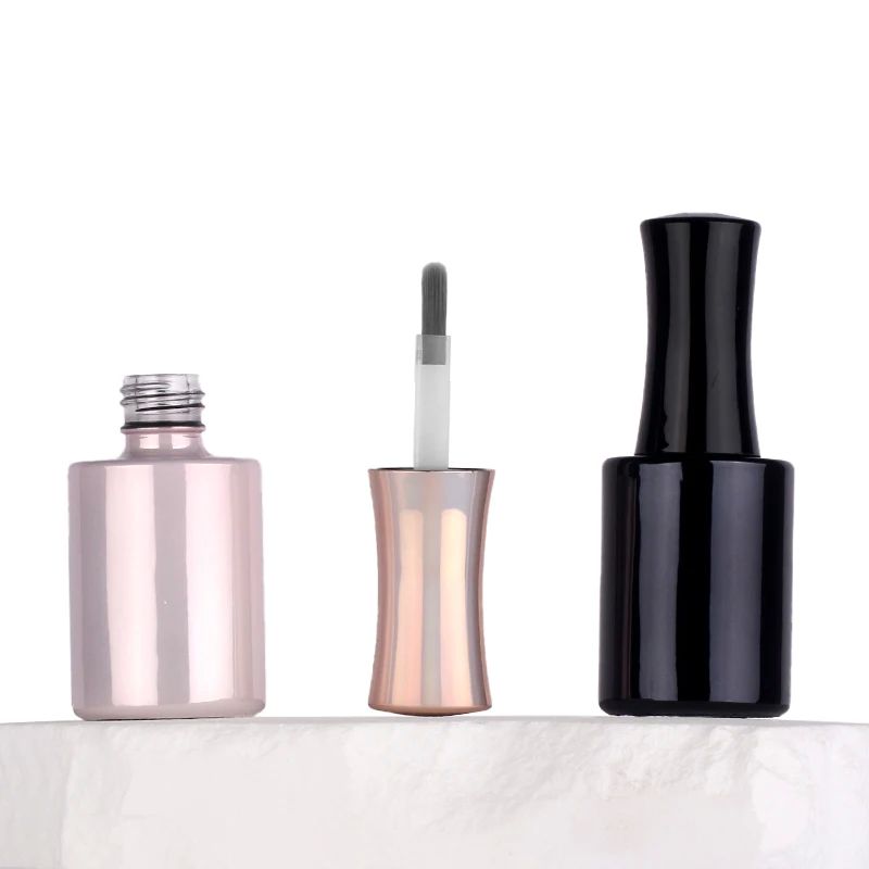 Bouteilles rondes de vernis à ongles en verre vide de 5 à 15 ml de capacité avec décoration fonctionnelle