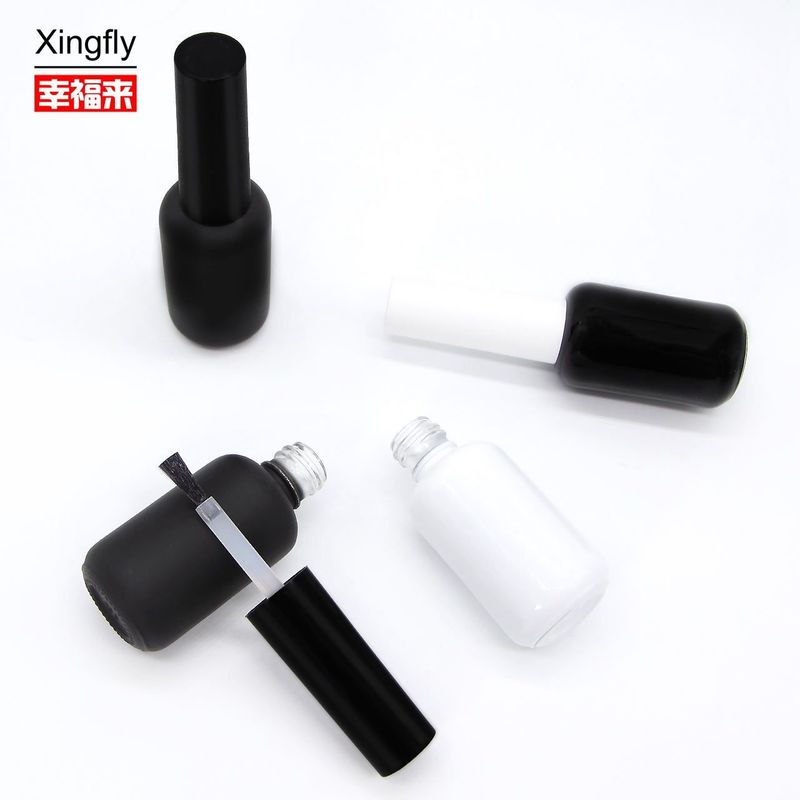 Bouteille de vernis à ongles UV Gel rond vide 9 ml Noir mat avec bouchon de pinceau