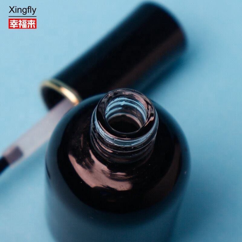 Bouteille en verre à ongles vide de 11 ml ronde blanche noire UV Gel avec bouchon de pinceau