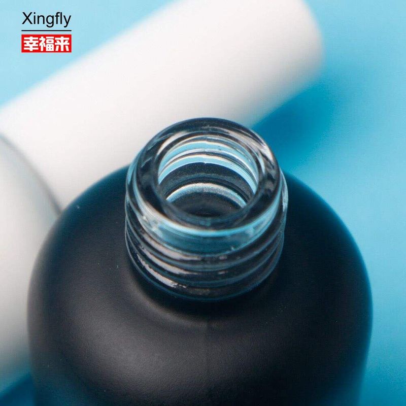 Bouteille en verre à ongles vide de 11 ml ronde blanche noire UV Gel avec bouchon de pinceau