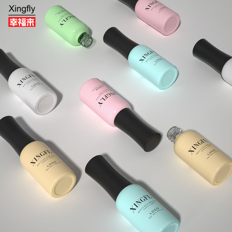 Bouteille ronde de gel à ongles en polonais vide de 9 ml Logo personnalisé Bouteille en verre à gel renforcé à ongles