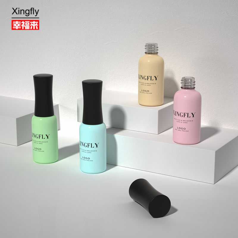 Bouteille ronde de gel à ongles en polonais vide de 9 ml Logo personnalisé Bouteille en verre à gel renforcé à ongles