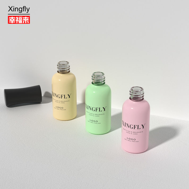 Bouteille ronde de gel à ongles en polonais vide de 9 ml Logo personnalisé Bouteille en verre à gel renforcé à ongles