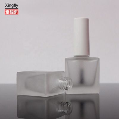 Bouteille vide de vernis à ongles en gel de 10 ml OEM Bouteille en verre carré avec pinceau