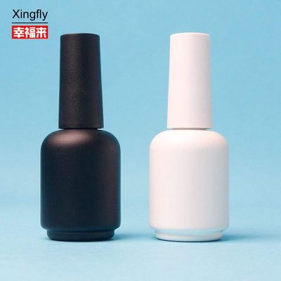Bouteille en verre à ongles vide de 11 ml ronde blanche noire UV Gel avec bouchon de pinceau